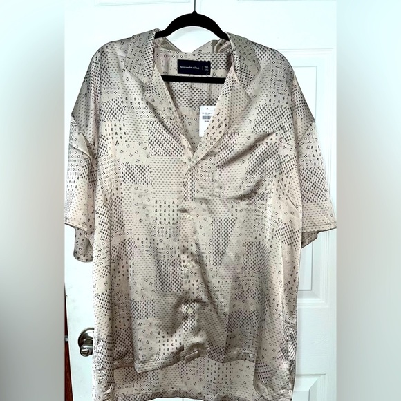Abercrombie & Fitch Men's Beige Geometric Shirt NWT XXL - Picture 1 of 4